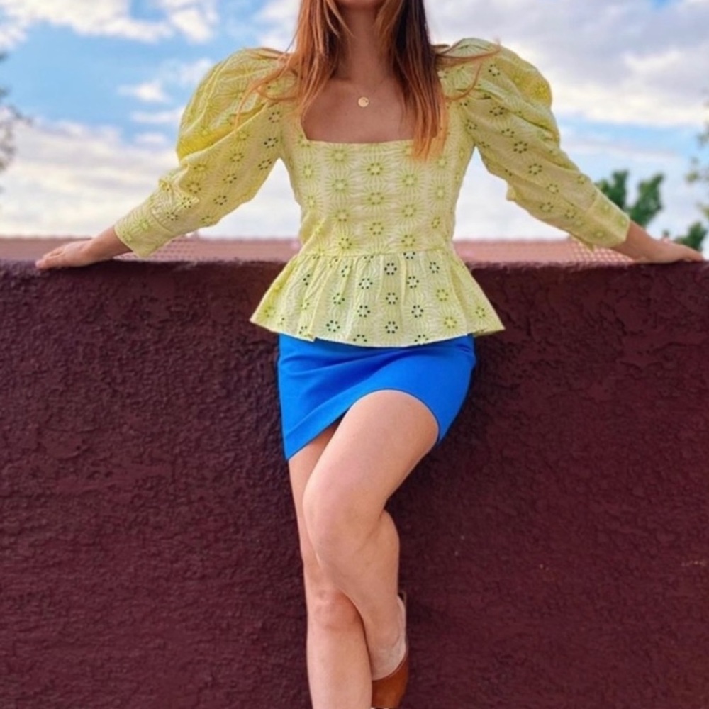 ZARA Puff Sleeve Embroidered Top 💚 - Picture 10 of 10